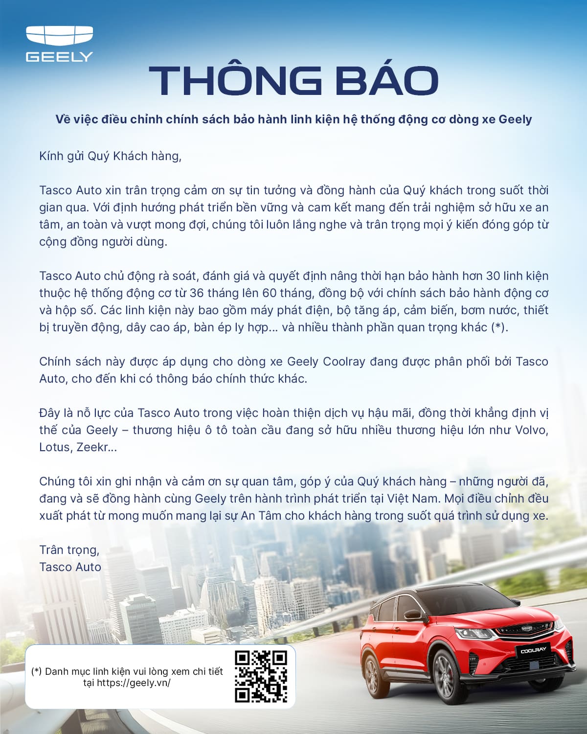 Chính sách bảo hành Geely Việt Nam Chính sách bảo hành Geely Việt Nam